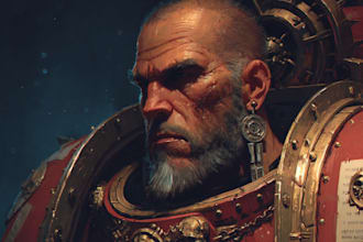 create a grimdark sci fi warrior character inspired by warhammer 40k