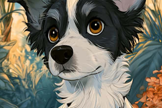 draw disney pet portrait illustration