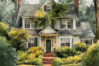 draw watercolor painting of your home, house