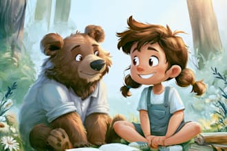 draw children story book illustration and cover