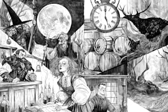 create dark art, black white artwork, occult, death metal artwork