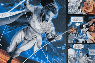 draw a comic strip with story comic and book style