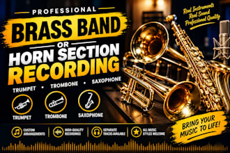 record brass band or horn section, trumpet, trombone, saxophone