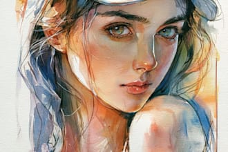 watercolor portrait painting, photo to watercolor portrait