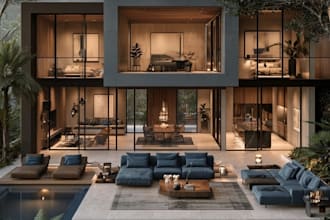 make a premium living room interior design