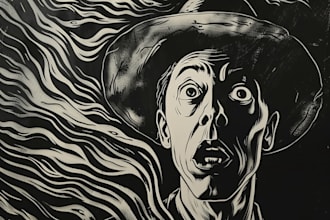 draw linocut illustration for linocut design
