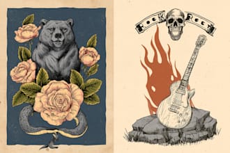 draw a unique illustration in a vintage style