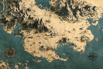 draw fantasy map for your book, rpg, 4k dnd with inkarnate map illustration