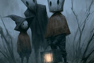 create a horror or creepy illustration in my own style