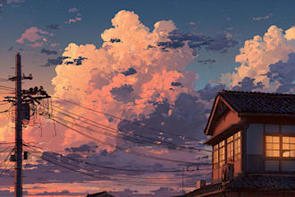 create a beautiful anime background illustration
