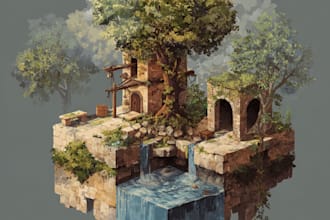 create environmental concept 2d diorama