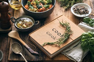 design cookbook or recipe book illustration for you