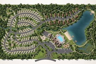 create rv park map, campground map plan and design resort map illustration