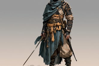 create a dark fantasy warrior character concept with detailed armor