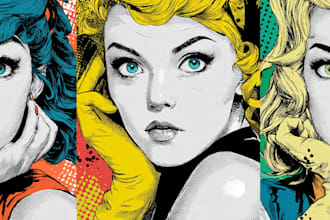 draw a retro pop art roy lichtenstein style