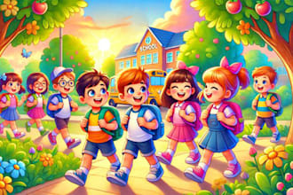 do children story book illustration children book cover art