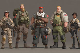 draw military themed character illustrations