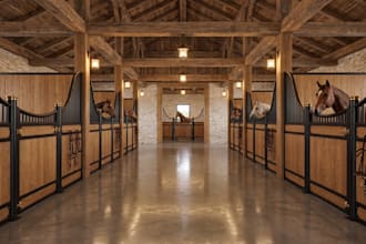 design 3d horse stable equestrian center ridding arena horse stall with 3drender