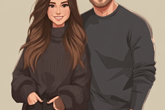draw couple portrait illustration from photo