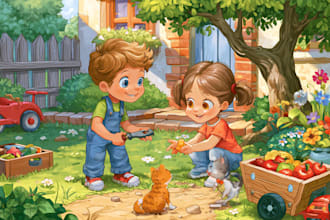 children book illustration and children book cover