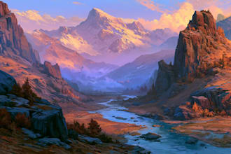 design amazing fantasy landscape illustrationa  nd landscape deisgn