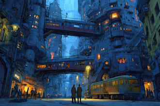 create sci fi city or landscape art for you
