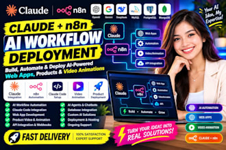 claude n8n ai workflow deploy claude code ai for web app product video animation