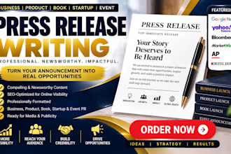 write a newsworthy press release for business, product, book launch and PR