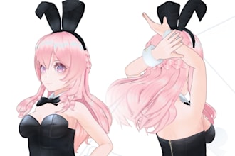 create and rig 3d vtuber avatar, vrchat vrm vroid mmd gmod warudo outfit 3d hair