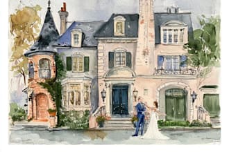 draw a made watercolor home illustration