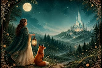 create illustrated fairytale book cover