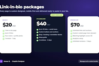 design a custom link in bio page for instagram and tiktok