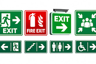 design emergency exit signs, fire exit signs and wayfinding signage systems