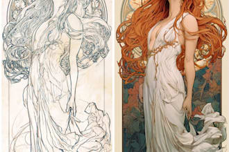 create illustrations in art nouveau style
