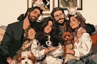 illustrate a romantic family royal couple portrait