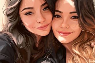 draw custom portrait and friendship portrait