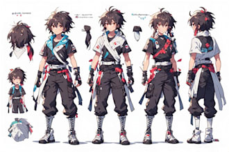 create original anime character sheet or reference for