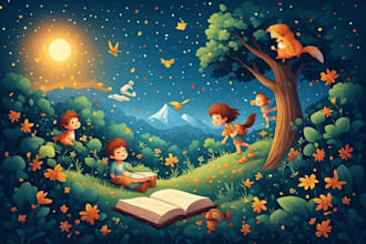do children book illustration, kids book