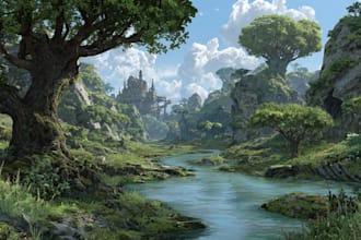 draw fantasy landscape or enviroment art