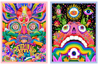 do amazing psychedelic and trippy illustration