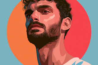 do an into vector cartoon portrait illustration