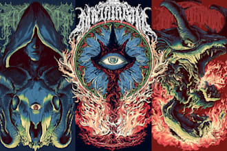 draw stoner rock, psychedelic, dark, doom artwork