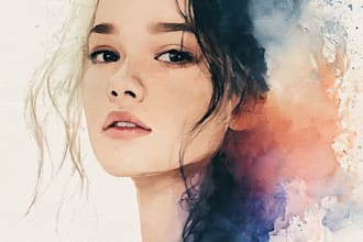 watercolor portrait painting, photo to watercolor portrait