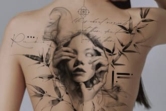 create a custom black and grey tattoo design
