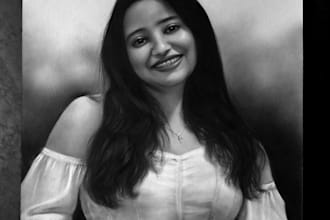 create hyper realistic charcoal portrait drawings