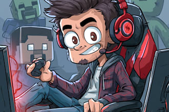 draw you a cartoon gaming thumbnail for youtube