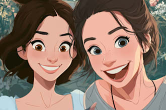 make a disney children cartoon illustration