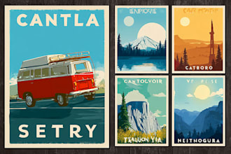 design a professional retro vintage travel poster