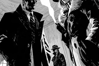 do custom dark noir comic art and graphic novel
