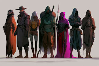 create stunning dnd party art, fantasy illustration